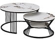 HABITAT ET JARDIN - Lot de 2 tables basses gigognes en céramique "Ombre" - 80 x 80 x 45 cm - Blanc - vignette