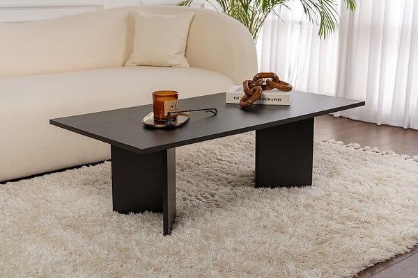 HABITAT ET JARDIN - Table basse en bois "Sabin" - 60 x 119 x 40 cm - Bois Noir - large
