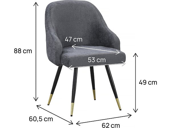 HABITAT ET JARDIN - Lot de 2 chaises en tissu "Harmony" - 54 x 57 x 90 cm - Gris - large
