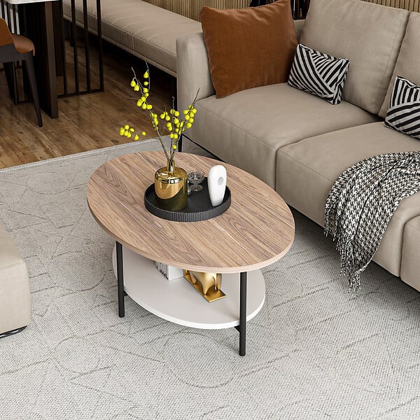 HABITAT ET JARDIN - Table basse en bois "Elis" - 90 x 60 x 36 cm - ChêneBlanc - large