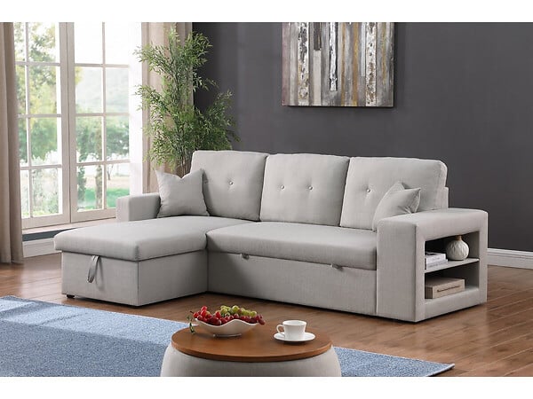 HABITAT ET JARDIN - Canapé d'angle convertible/réversible "Axel" - 3 places - Gris clair - large