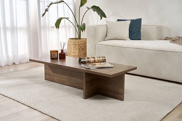 HABITAT ET JARDIN - Table basse en bois "Harbor" - 120 x 45 x 30 cm - Noyer - large