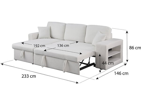 HABITAT ET JARDIN - Canapé d'angle bouclettes convertible/reversible "Axel" - 3 Places - Blanc - large