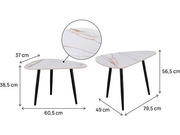 HABITAT ET JARDIN - Lot de 2 tables basses gigognes en céramique "Terra" - 49 x 79 x 56 cm - Blanc - large
