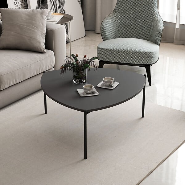 HABITAT ET JARDIN - Table basse en bois "Lenny" - 90 x 89 x 40 cm - Anthracite - large