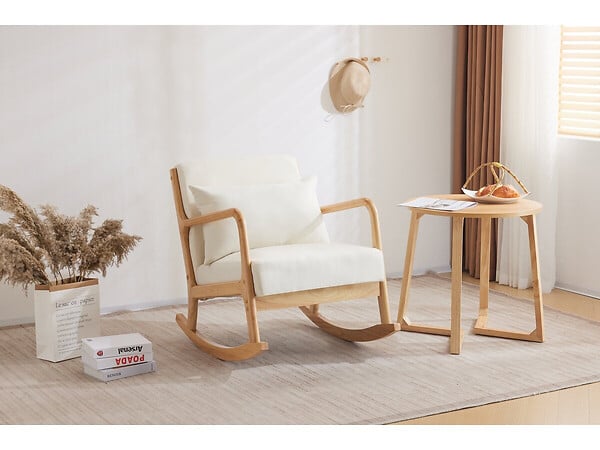 HABITAT ET JARDIN - Fauteuil à bascule style scandinave bouclette et bois " Clinton " - Beige - large