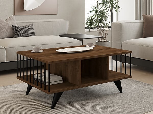 HABITAT ET JARDIN - Table basse en bois "Bert" - 90 x 60 x 40 cm - Noyer - large