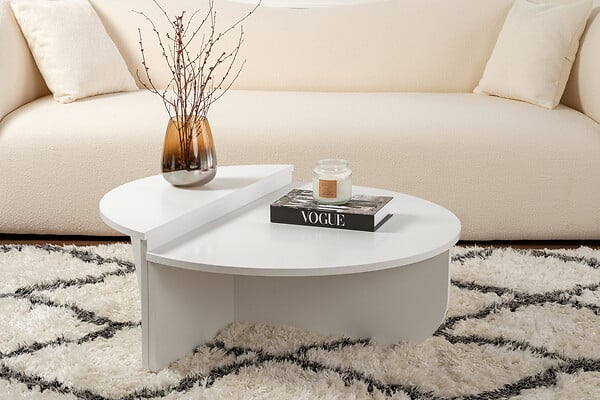 HABITAT ET JARDIN - Table basse en bois "Orion" - 90 x 60 x 30 cm - Blanc - large