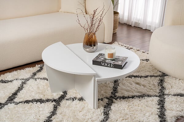 HABITAT ET JARDIN - Table basse en bois "Orion" - 90 x 60 x 30 cm - Blanc - large