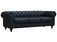 HABITAT ET JARDIN - Canapé fixe Chesterfield "Aliza" - 208 x 82 x 70 cm - 3 places - Noir - vignette