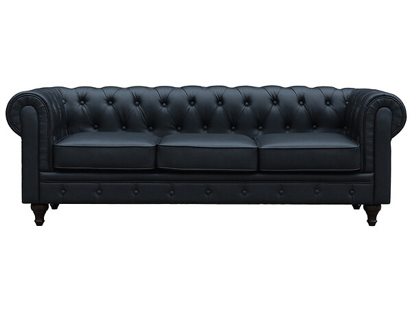 HABITAT ET JARDIN - Canapé fixe Chesterfield "Aliza" - 208 x 82 x 70 cm - 3 places - Noir - large