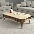 HABITAT ET JARDIN - Table basse en bois "Eylul" - 105 x 60 x 35 cm - Travertin - vignette