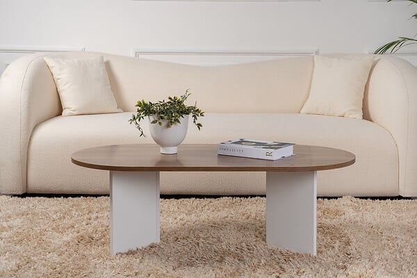 HABITAT ET JARDIN - Table basse en bois "Sable" - 60 x 119 x 40 cm - NoyerBlanc - large
