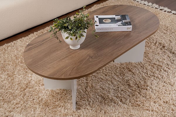 HABITAT ET JARDIN - Table basse en bois "Sable" - 60 x 119 x 40 cm - NoyerBlanc - large