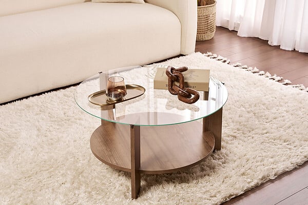 HABITAT ET JARDIN - Table basse en bois "Clara" - 75 x 75 x 40 cm - NoyerTransparent - large