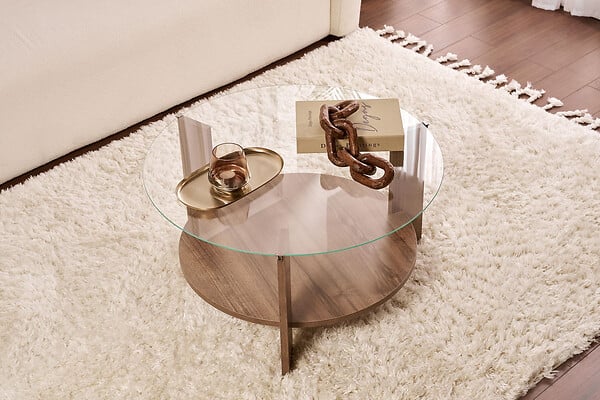 HABITAT ET JARDIN - Table basse en bois "Clara" - 75 x 75 x 40 cm - NoyerTransparent - large