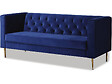 HABITAT ET JARDIN - Canapé fixe en velours "Bruce" - 196 x 76 x 82 cm - 3 places - Bleu foncé - vignette