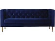 HABITAT ET JARDIN - Canapé fixe en velours "Bruce" - 196 x 76 x 82 cm - 3 places - Bleu foncé - vignette