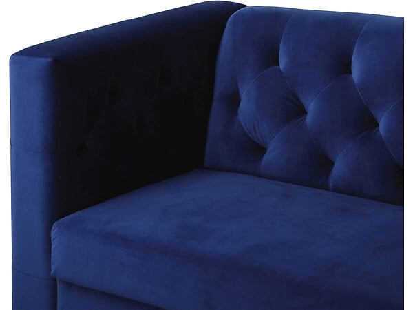 HABITAT ET JARDIN - Canapé fixe en velours "Bruce" - 196 x 76 x 82 cm - 3 places - Bleu foncé - large