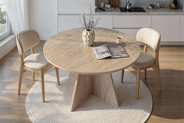HABITAT ET JARDIN - Table à manger en bois "Virella" - 120 x 120 x 75 cm - Travertin - large
