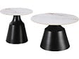 HABITAT ET JARDIN - Lot de 2 tables basses gigognes en céramique "Vulca" - 70 x 70 x 43 cm - Blanc - vignette
