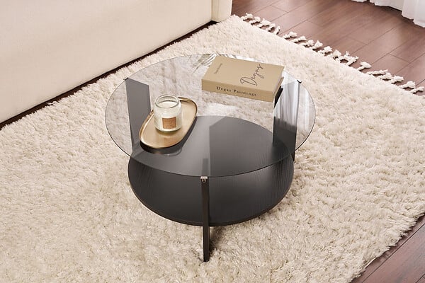 HABITAT ET JARDIN - Table basse en bois "Clara" - 75 x 75 x 40 cm - Bois NoirFumée - large