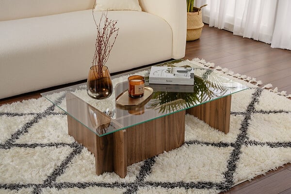 HABITAT ET JARDIN - Table basse en bois "Flavio" - 105 x 65 x 30 cm - Noyer - large