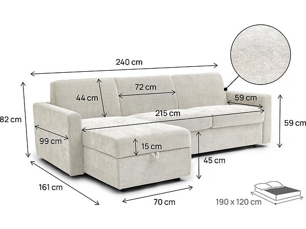 HABITAT ET JARDIN - Canapé d'angle réversible convertible express en tissu "Celia" - 3 places  - Beige - large