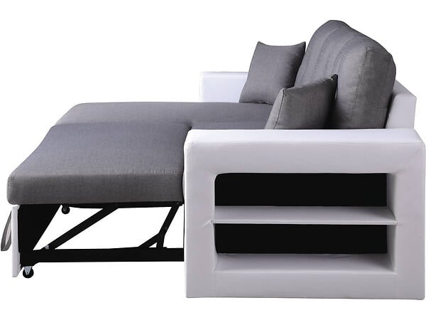 HABITAT ET JARDIN - Canapé d'angle convertible/réversible "Axel" - 3 places - Blanc/Gris - large