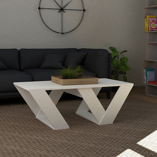 HABITAT ET JARDIN - Table basse en bois "Pipra" - 110 x 60 x 40 cm - Blanc - large