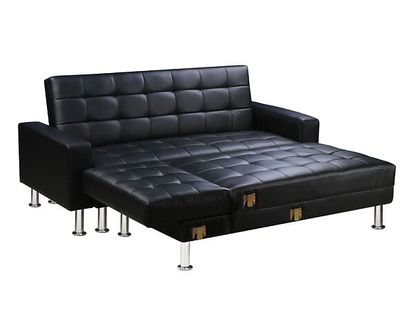 HABITAT ET JARDIN - Canapé d'angle convertible et réversible "Theo" - 260 x 82/144 x 81 cm - 4 places - Noir - large