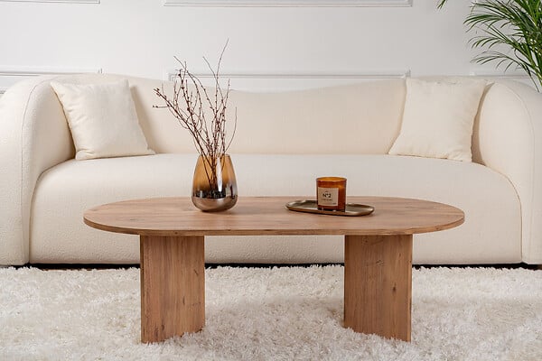 HABITAT ET JARDIN - Table basse en bois "Sable" - 60 x 119 x 40 cm - Pin atlantique - large