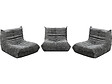 HABITAT ET JARDIN - Lot de 3 chauffeuses pour canapé modulables en tissu texturé "Velasca" - Gris - vignette