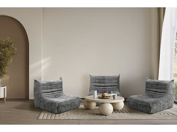 HABITAT ET JARDIN - Lot de 3 chauffeuses pour canapé modulables en tissu texturé "Velasca" - Gris - large