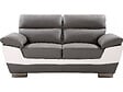 HABITAT ET JARDIN - Canapé fixe en cuir reconstitué et PVC " Dallas" - 169 x 88 x 90 cm - 2 places - Gris/Blanc - vignette