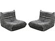 HABITAT ET JARDIN - Lot de 2 chauffeuses pour canapé modulables en tissu texturé "Velasca" - Gris - vignette