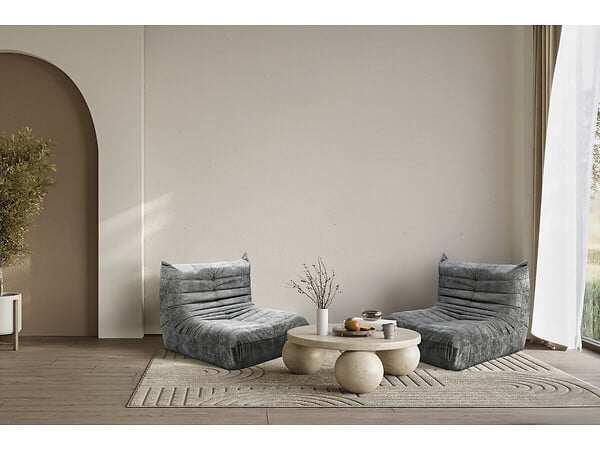 HABITAT ET JARDIN - Lot de 2 chauffeuses pour canapé modulables en tissu texturé "Velasca" - Gris - large