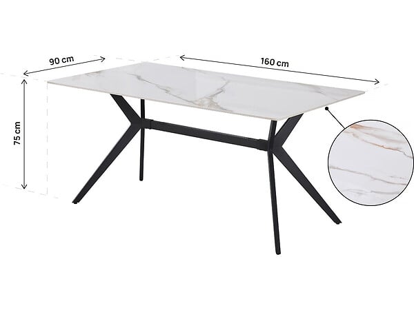 HABITAT ET JARDIN - Table à manger en céramique "Boreal" - 4 à 6 personnes - 160 cm - Blanc - large