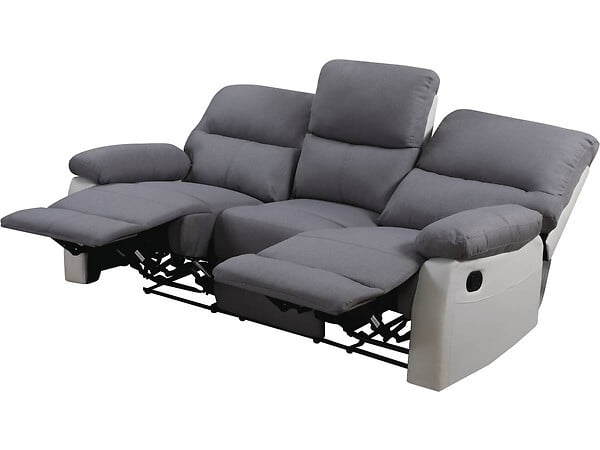 HABITAT ET JARDIN - Canapé relax "Lincoln" - 197 x 89 x 103 cm - 3 places - Blanc / Gris clair - large