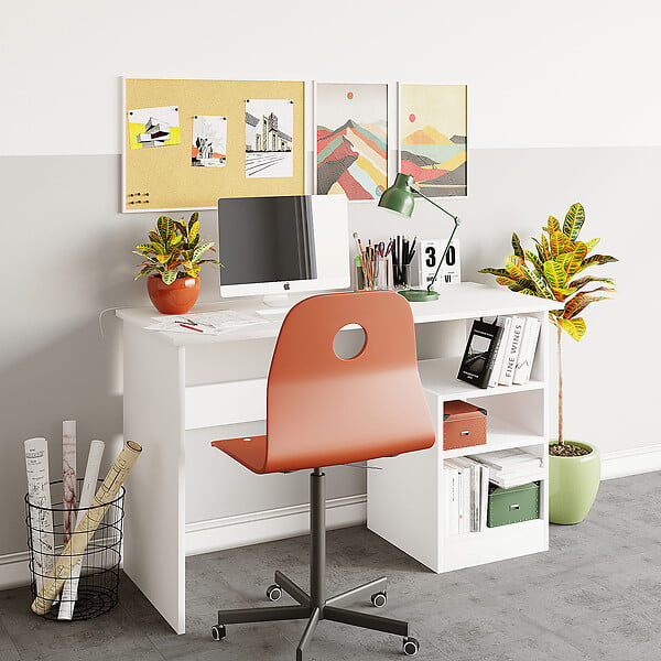 HABITAT ET JARDIN - Bureau en bois "Bahar" - 120 x 50 x 74 cm - Blanc - large