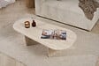 HABITAT ET JARDIN - Table basse en bois "Ovalis" - 130 x 65 x 40 cm - Travertin - vignette