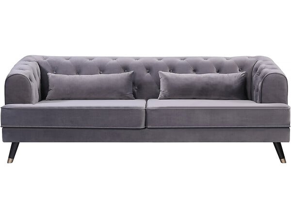 HABITAT ET JARDIN - Canapé fixe en velours "Gloria" - 216 x 86 x 76 cm - 3 places - Gris - large