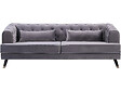 HABITAT ET JARDIN - Canapé fixe en velours "Gloria" - 216 x 86 x 76 cm - 3 places - Gris - vignette