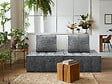 HABITAT ET JARDIN - Chauffeuse en tissu texturé "Velluto" - 96 x 100 x 89 cm - Gris - vignette