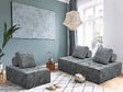 HABITAT ET JARDIN - Chauffeuse en tissu texturé "Velluto" - 96 x 100 x 89 cm - Gris - vignette