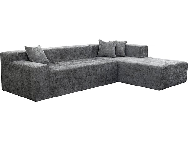 HABITAT ET JARDIN - Canapé d'angle en tissu texturé "Tessaro" - 4 places - Gris - large