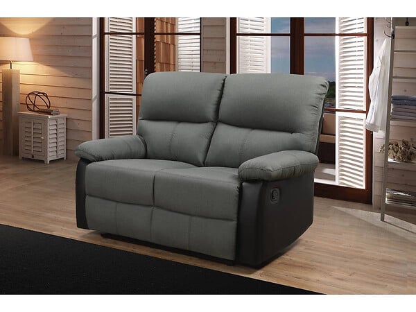 HABITAT ET JARDIN - Canapé relax "Lincoln" - 147 x 89 x 103 cm - 2 places - Noir / Gris foncé - large