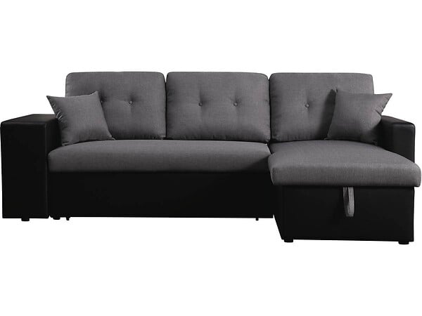 HABITAT ET JARDIN - Canapé d'angle convertible/réversible "Axel" - 3 places - Noir/Gris - large