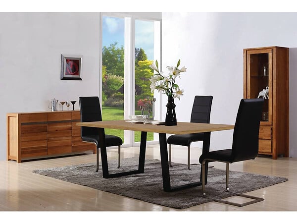 HABITAT ET JARDIN - Table repas "Hollywood" - 200 x 100 x 76 cm - couleur: Chêne / Noir - large