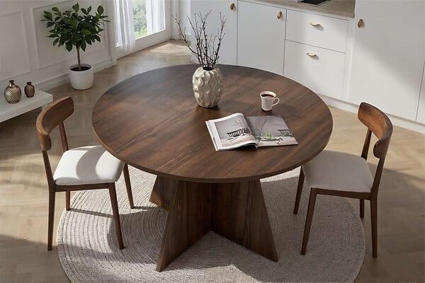 HABITAT ET JARDIN - Table à manger en bois "Virella" - 120 x 120 x 75 cm - Noyer - large